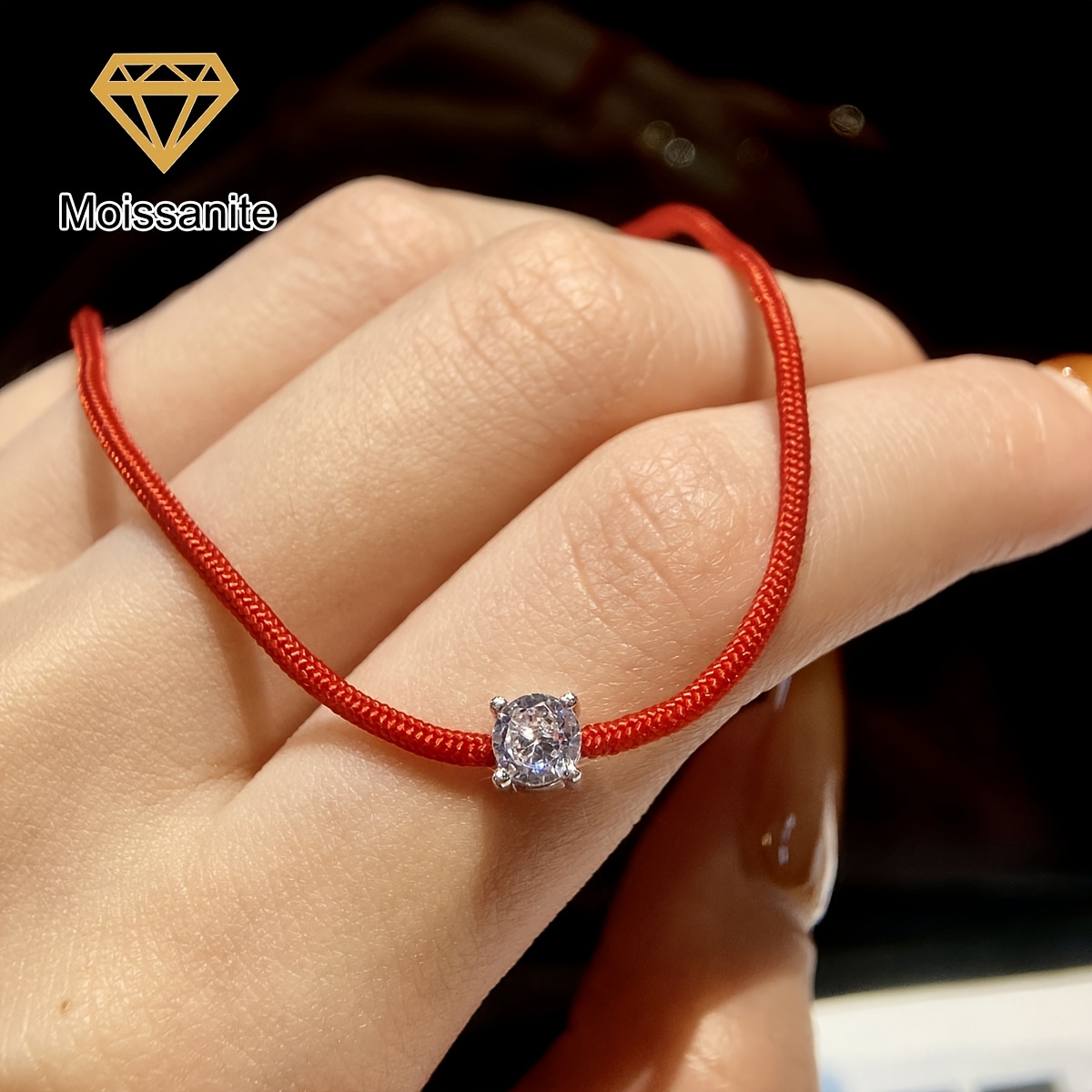 Image of 1pc Sparkling 0.5ct Moissanite Bracelet For Women, Weaving Bracelet Wedding Bracelet With White- Mother's Day Valentine's Day Autumn And Festival Gift Season Jewelry For Women For Your 1