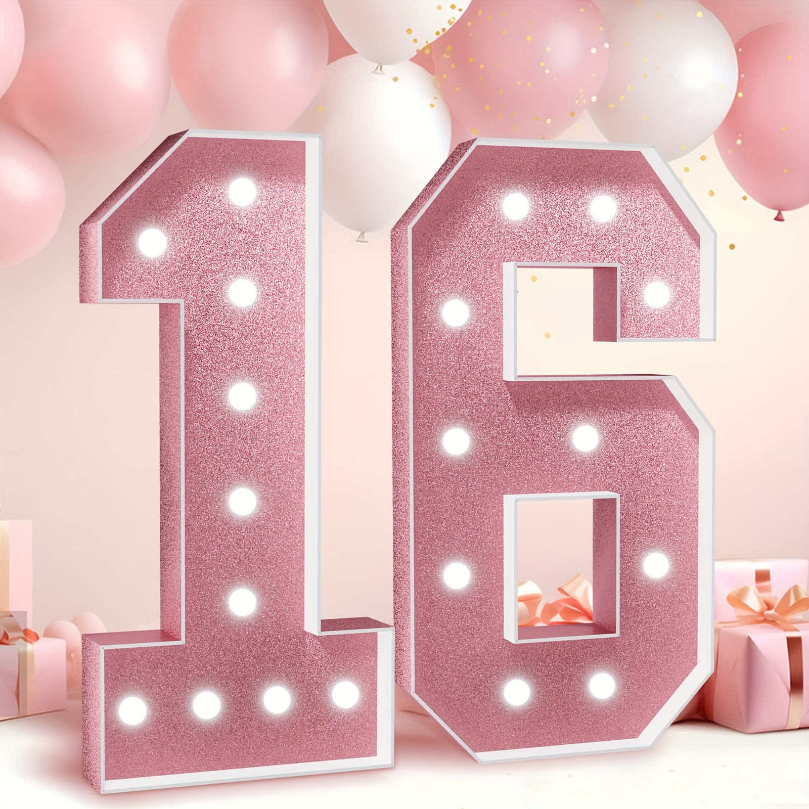 

Marquee Light Up Numbers 4ft: Large 4 Feet Tall Numbers 1st 21st First Birthday Decorations Party Decor Big Mosaic Cardboard Number 0-9