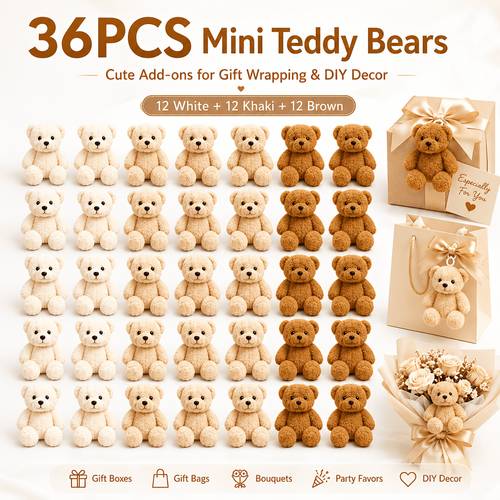 24pcs mini teddy with hanging loop cute plush bear charms for gift wrapping gift bags bouquets crafts party favors handmade decor