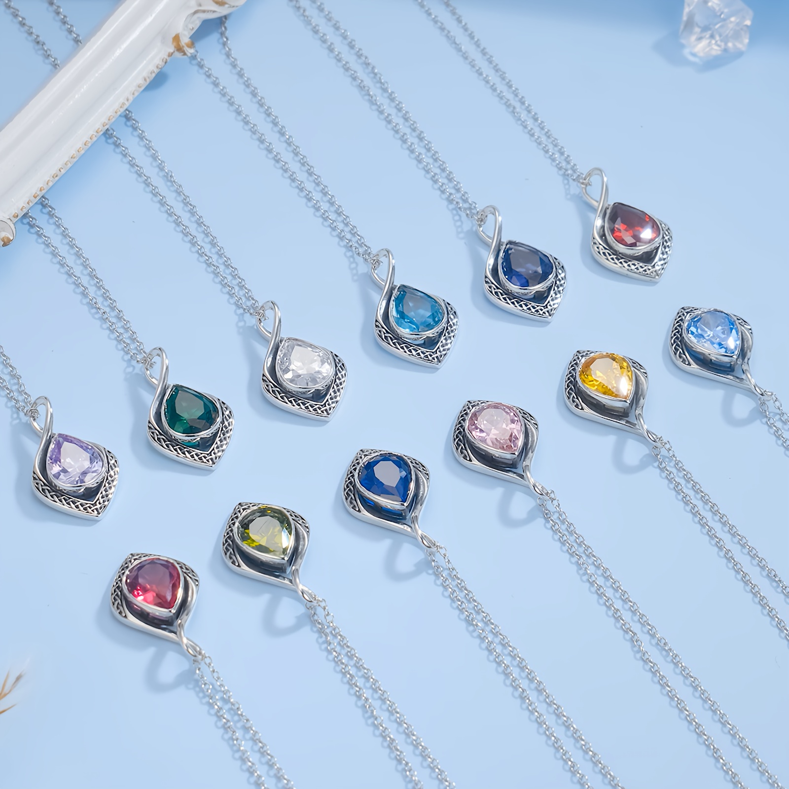 Women's 925 Sterling Silver Celtic Knot Birthstone Pendant Necklace