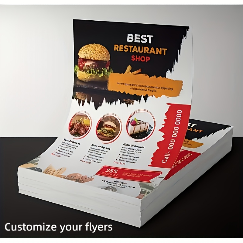 TEMU Customized Flyers, Support Personalized Logo Text Layout Printing, Suitable For Restaurants, Swimming Pools And Various Industries For Business