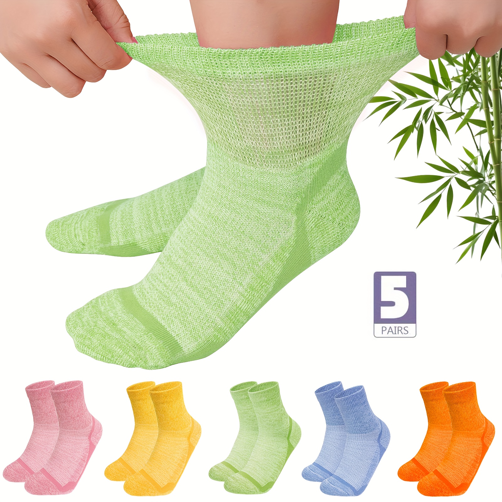 TEMU 5 Pairs Unisex Non-binding Crew Socks Soft Breathable Socks For Everyday Casual Wear