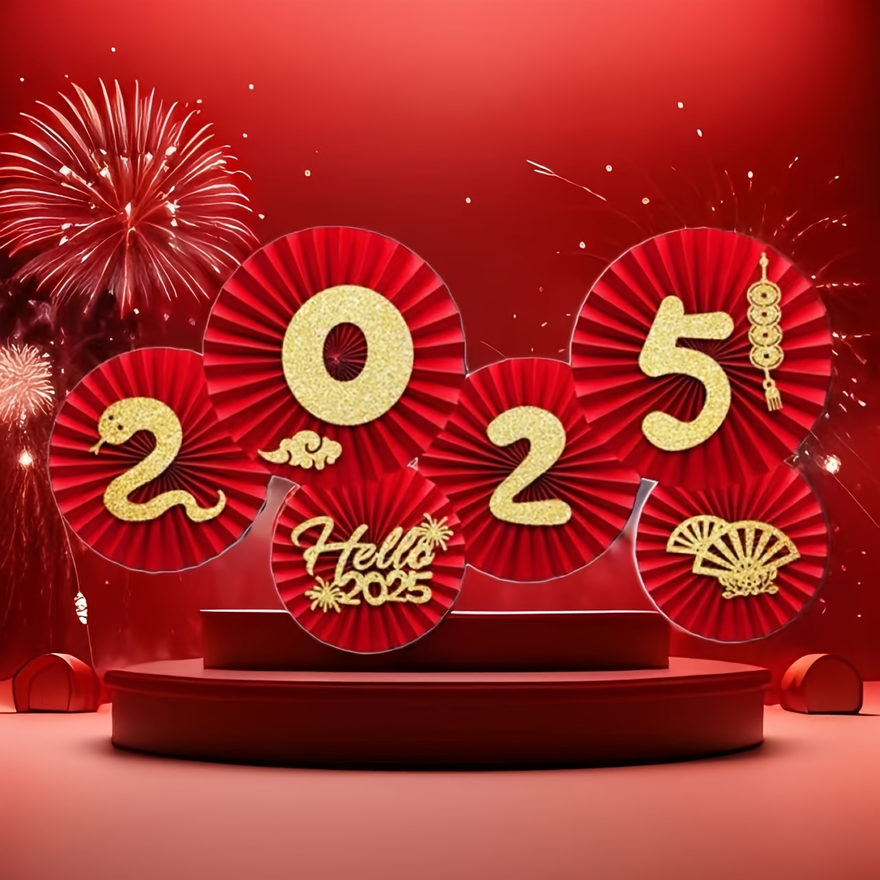 

1pc 2025 Chinese New Year Celebration Decoration Set, Paper , Asian Style, No Electricity Needed, Featherless, With Ideal For Living Room & Entryway For Home & Window Wall Decor