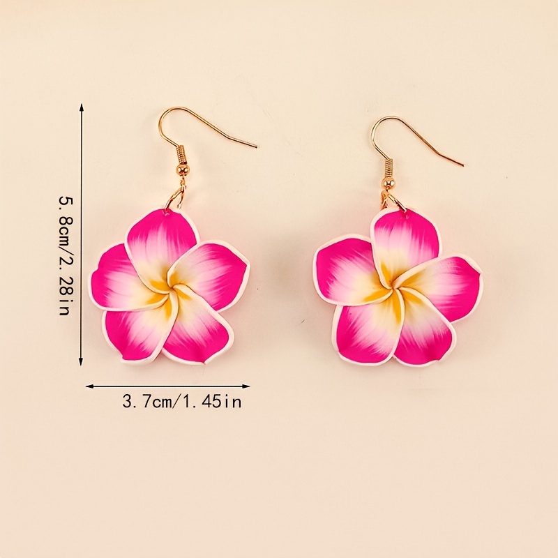 5 Pairs Sweet Clay Flower Earrings Set, Bohemian Style
