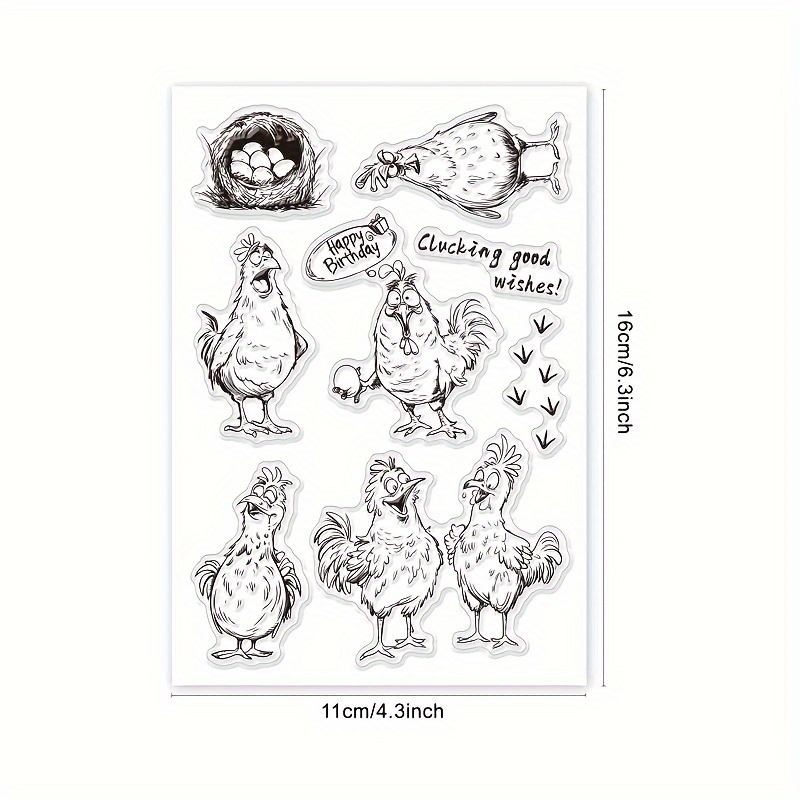 Image of 1pc Chicken Transparent Stamp Cartoon Animal Clear Stamp Sealed Egg Farm Animal Clear Stamp For Card Making Album Diary