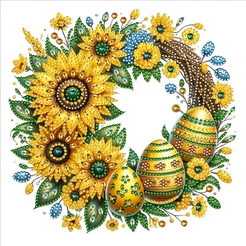 

Easter Celebration 5d Diamond Painting Kit - Unique Shaped Crystals, Wreath & Egg Design, Canvas Wall Art Decor, 11.8x11.8 Inches, Diy Craft For Adults