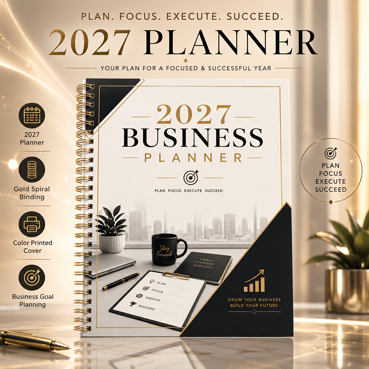 TEMU 2027 Business Planner For Small & Entrepreneurs - Compact Monthly & Weekly Planner With Budget , Expense Log, Crm, Marketing Calendar, Project