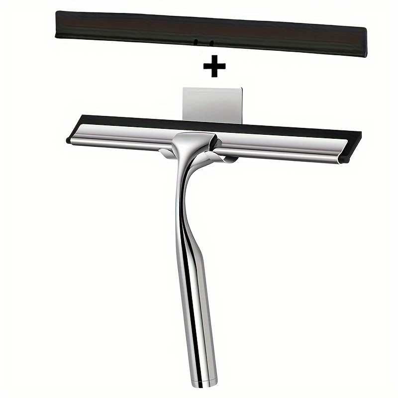 

Stainless Steel Squeegee With - Includes Extra Replaceable Strip & Hook, Bathroom, Kitchen, Shower, And Car Windows