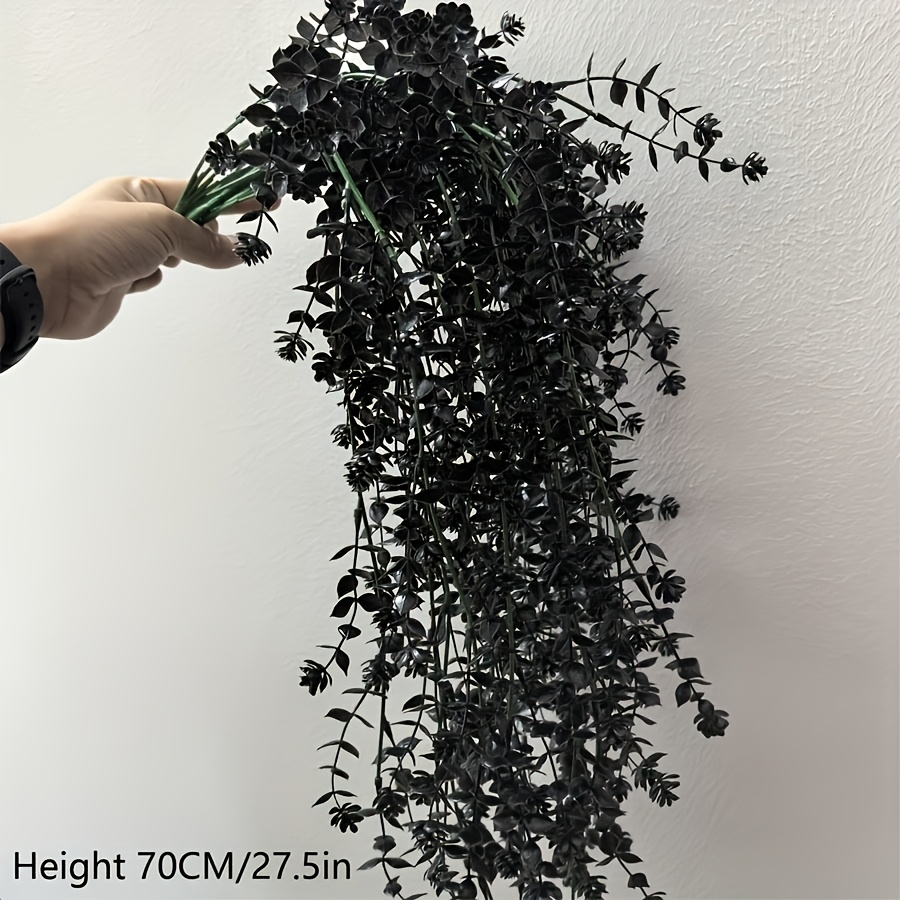 TEMU 2pcs Black Gothic Style Artificial Hanging Vines — Spooky Dark Simulated Plant Vines For Halloween, Witchcraft-themed Rooms, Wall, And Window