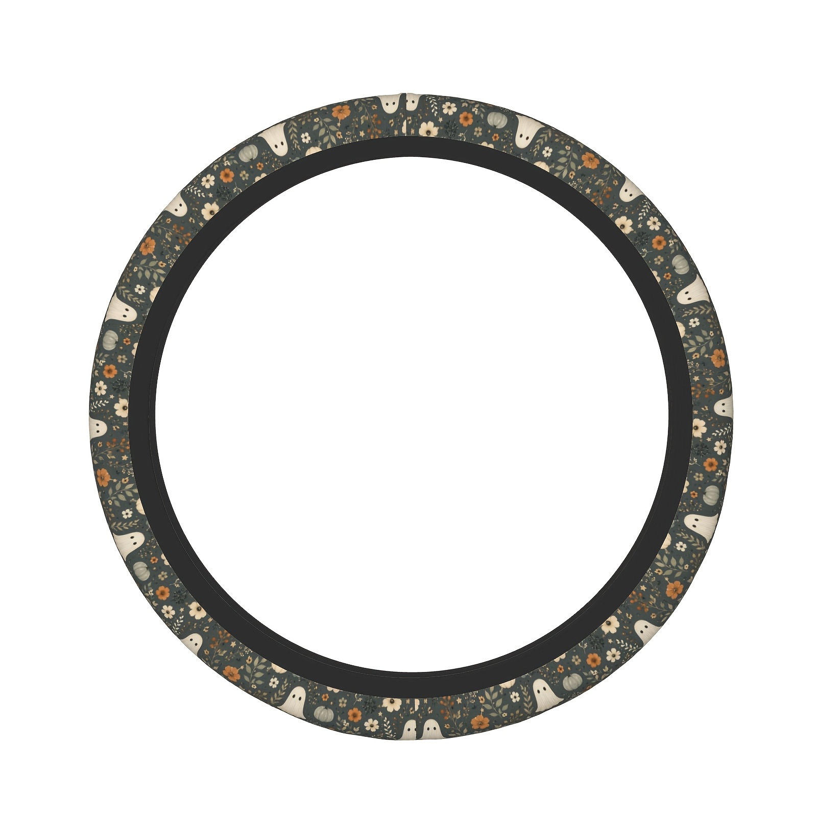 TEMU 1 Housse de Volant pour Volants de 15 pouces - , Accessoire d'Intérieur de Voiture Durable et Élégant avec Motif Floral de d'Halloween