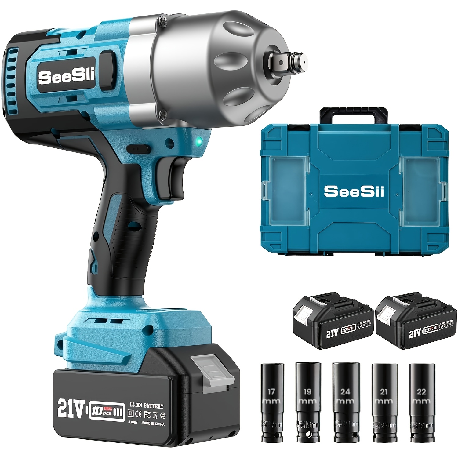 Image of Battery Impact Wrench 1300 Nm, 2pcs 4000 Mah 1/ 2 Inch Cranked Electric Impact Wrench For Car Tyre Change & Loosening Wheel Nuts, 3-, Brushless Motor, Supplied With 2 Batteries & Charger