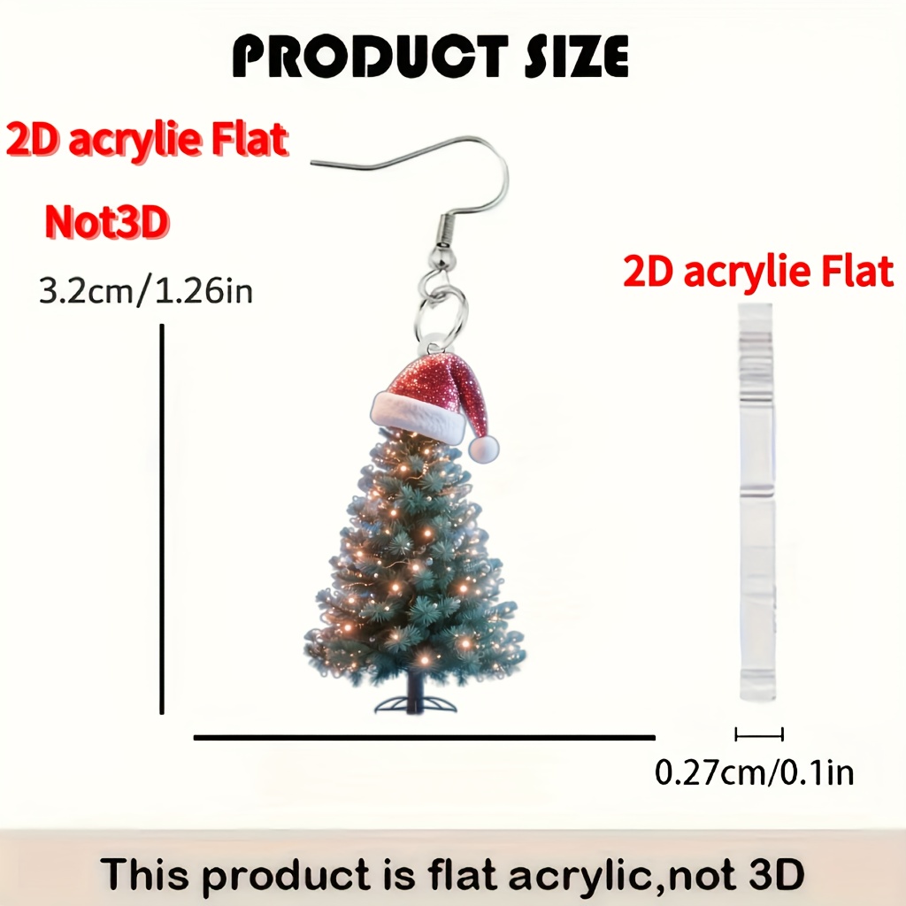 Cute 2D Acrylic Christmas Tree Earrings for Festive Style