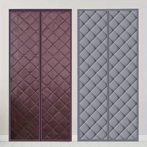 item picture 1pc winter thickened magnetic door curtain double panel windproof and thermal insulation curtain reinforced cold proof air conditioning insulation curtain no drill installation partition curtain suitable for bedrooms