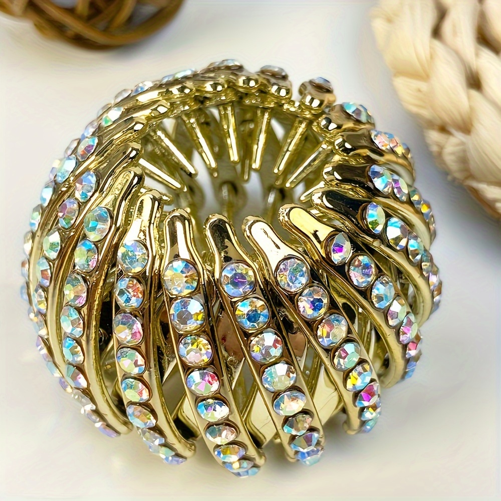 Image of Elegant Bird Nest Magic Hair Clip - Sparkling Rhinestone Ponytail Holder With Non-slip Grip, For Women And - Fashionable Hair Accessory