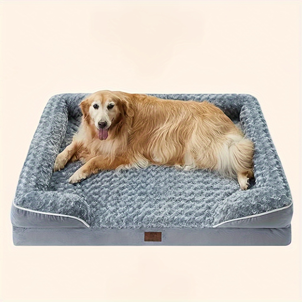 

Waterproof Dog Beds For Large Dogs, Orthopedic Dog Bed With Sides, Big Dog Couch Bed With Washable Removable Cover, Pet Bed Sofa With Non-slip Bottom For Sleeping