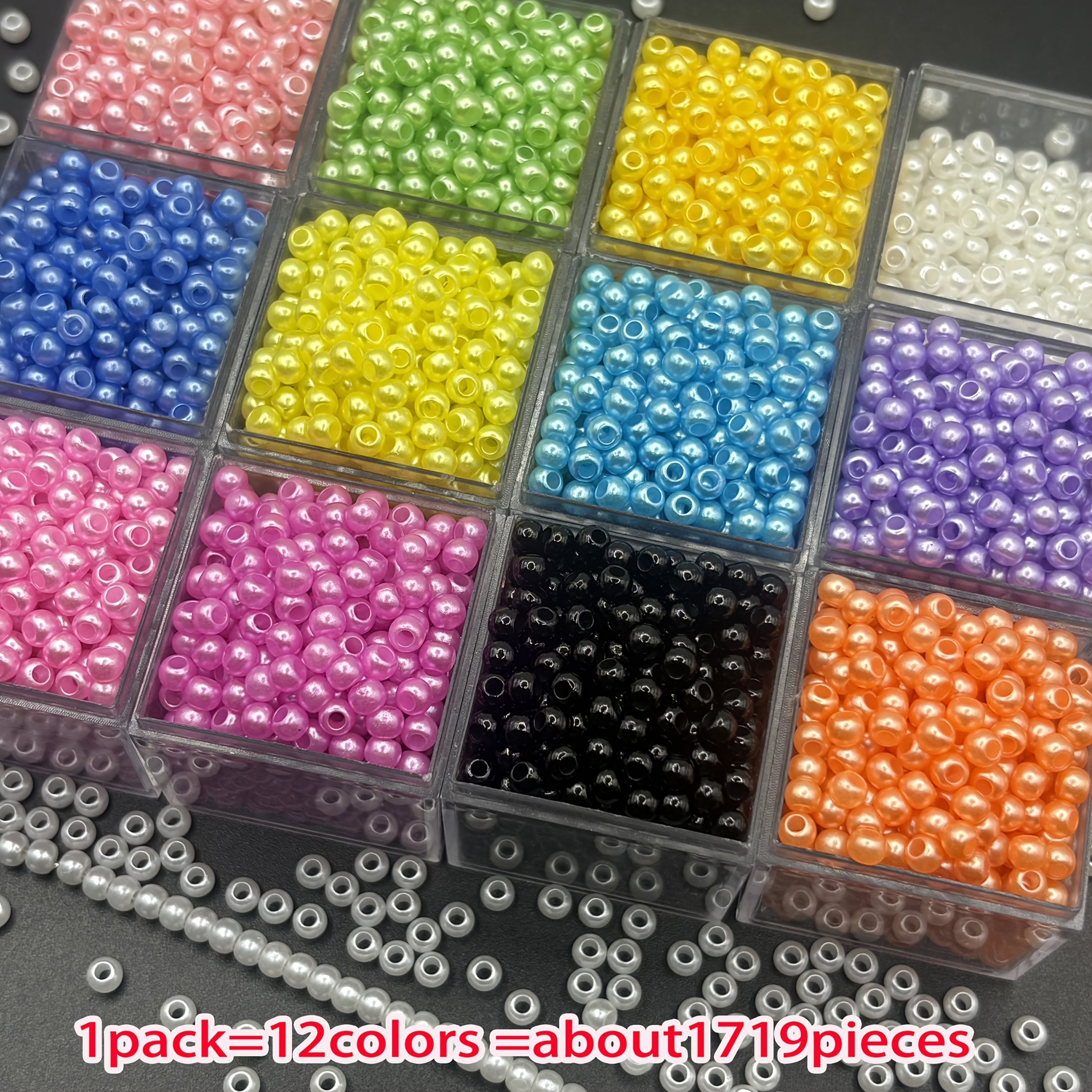 TEMU 1719 piezas de 12 colores - Separadores redondos de acrílico duradero de 4 mm, versátiles para hacer joyas, adecuados para separadores redondos
