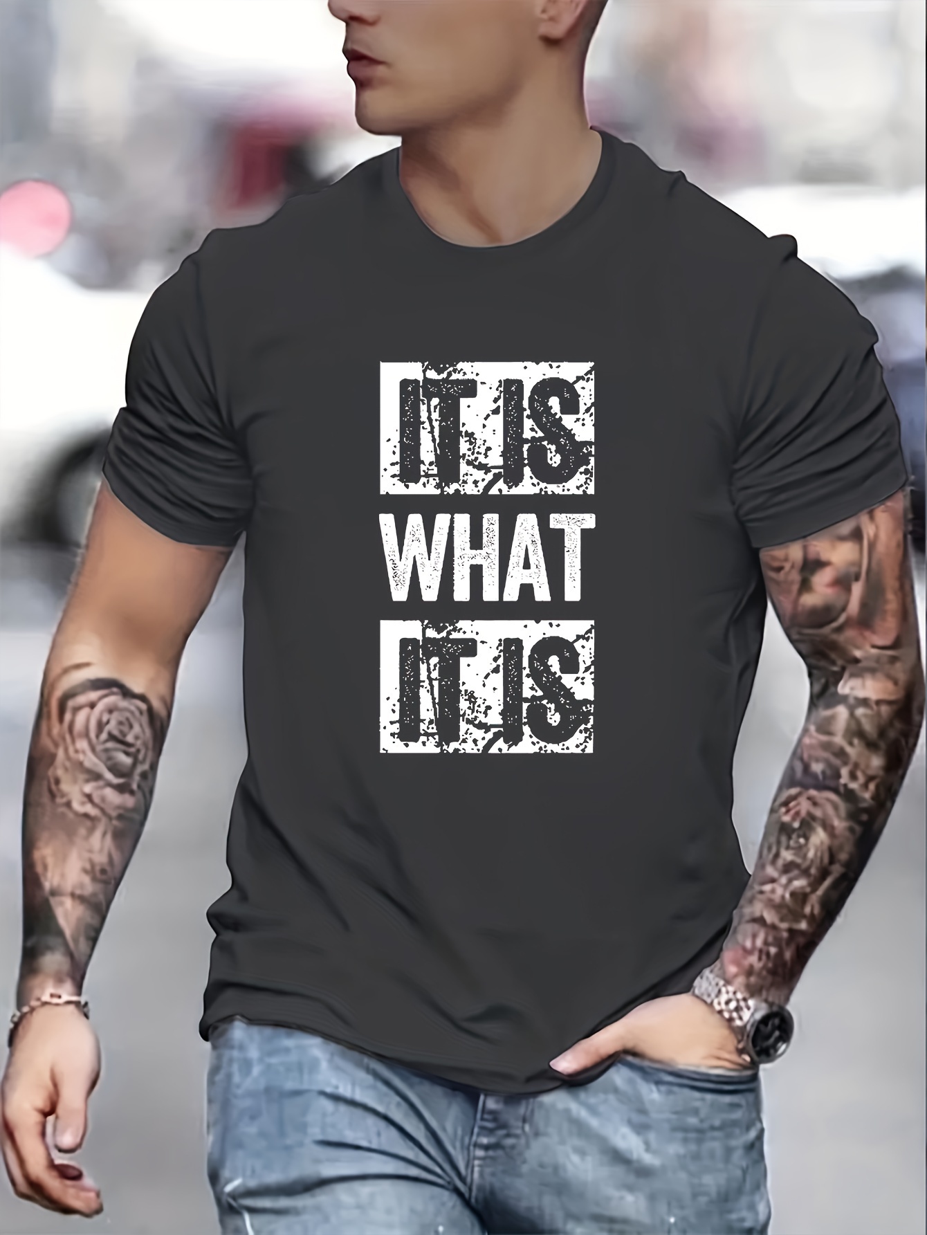 It Is What It Is Print Tee Shirt Tees For Men Casual Short Sleeve T-Shirt For Summer