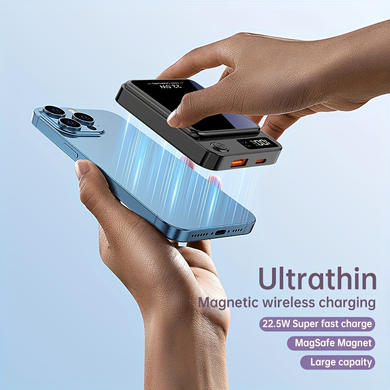 [Fast Charging Power Bank] 22.5W PD Fast Charging Power Bank 10000/5000mAh - Portable Wireless Charger, Magnetic Wireless Charging Pack, USB Type-C, LED Power Display, Rechargeable Lithium Polymer Battery For Android/iPhone Devices