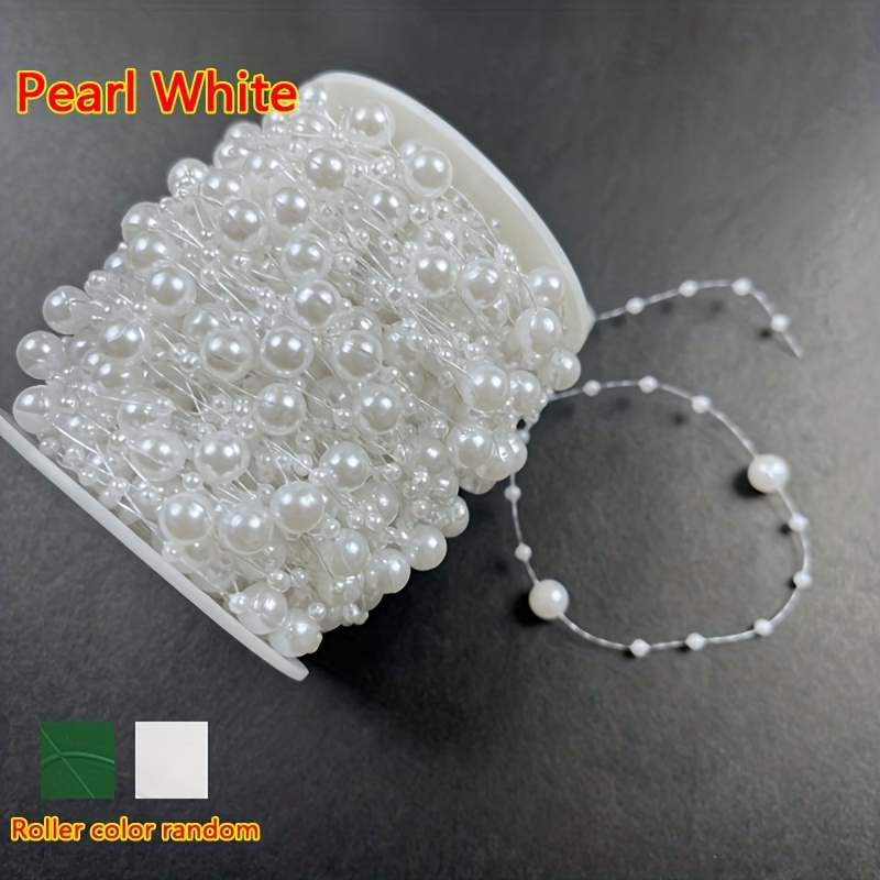 E-shop 1 Rolle 30M Künstliche Perlen-Perlenkette | Dekomaterial, 8mm+3mm Sternenperlen mit Angelschnur, Runde Kunstperlen-Textur, Ideal für