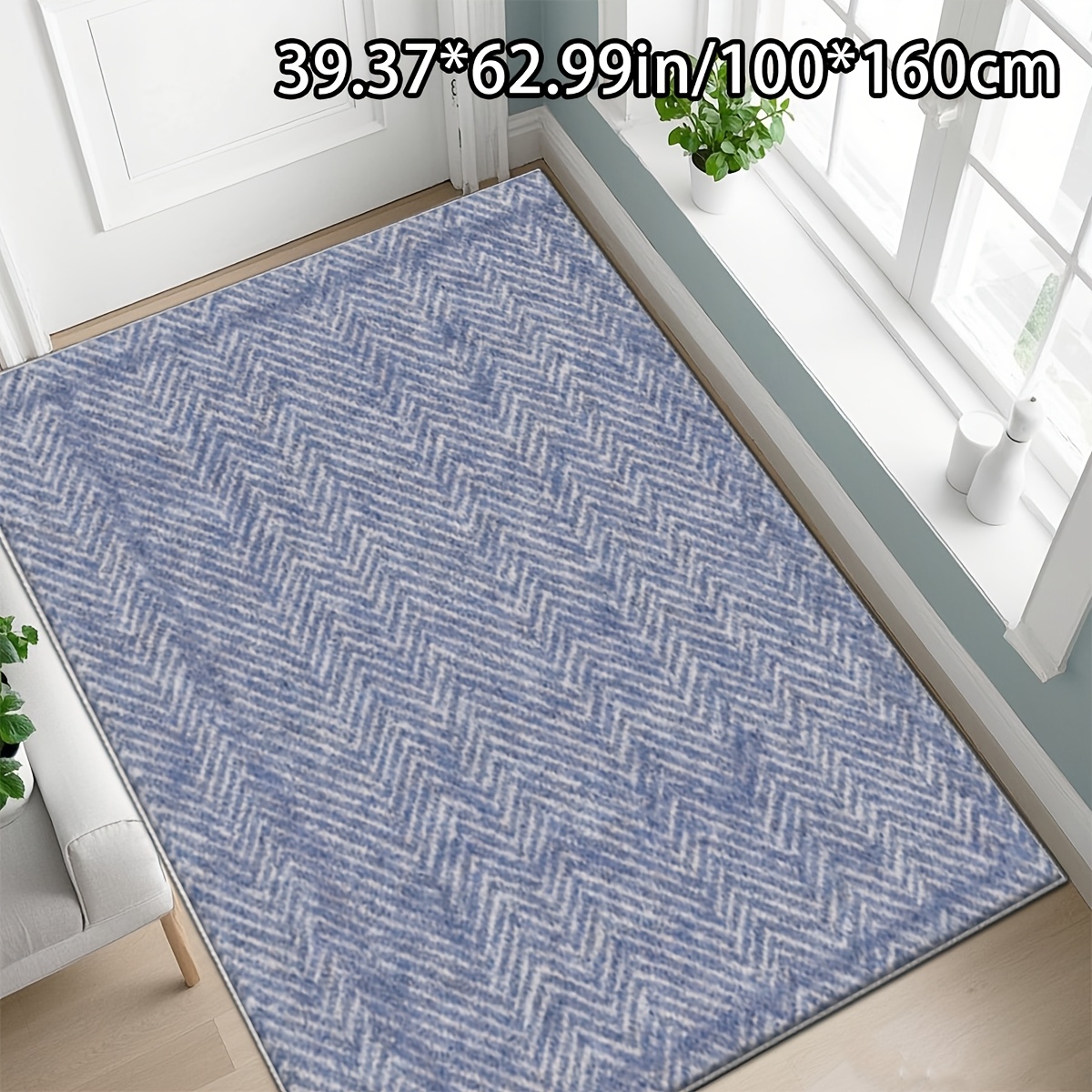 TEMU Homedecor Blue-gray Herringbone Texture , Versatile Pattern Decoration Style, Suitable For A Of Home Decorations, Used As Living Room Carpet,