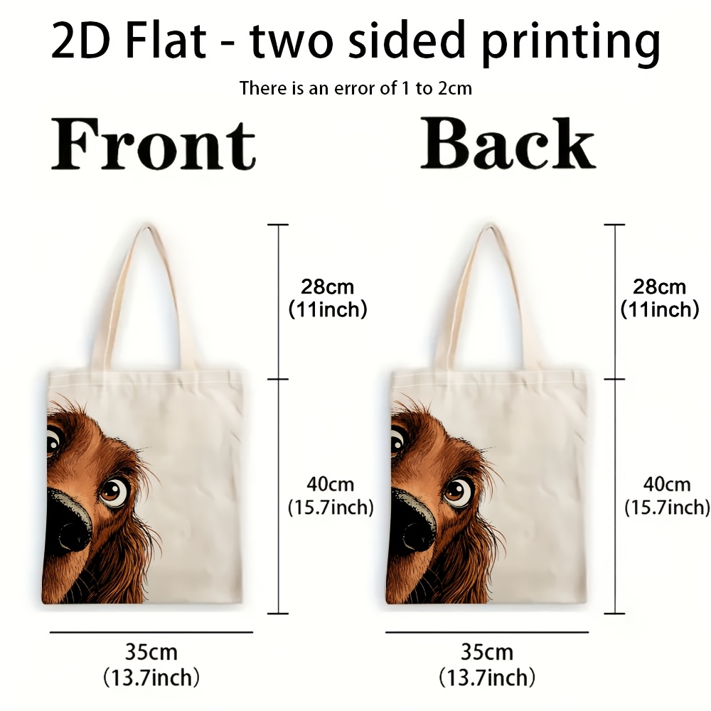 TEMU 1pc A Large Capacity Canvas Tote Bag Featuring A Design Of Big Eyes Of An , Measuring 13.7x15.7 Inches, Lightweight And Easy To Carry, Perfect