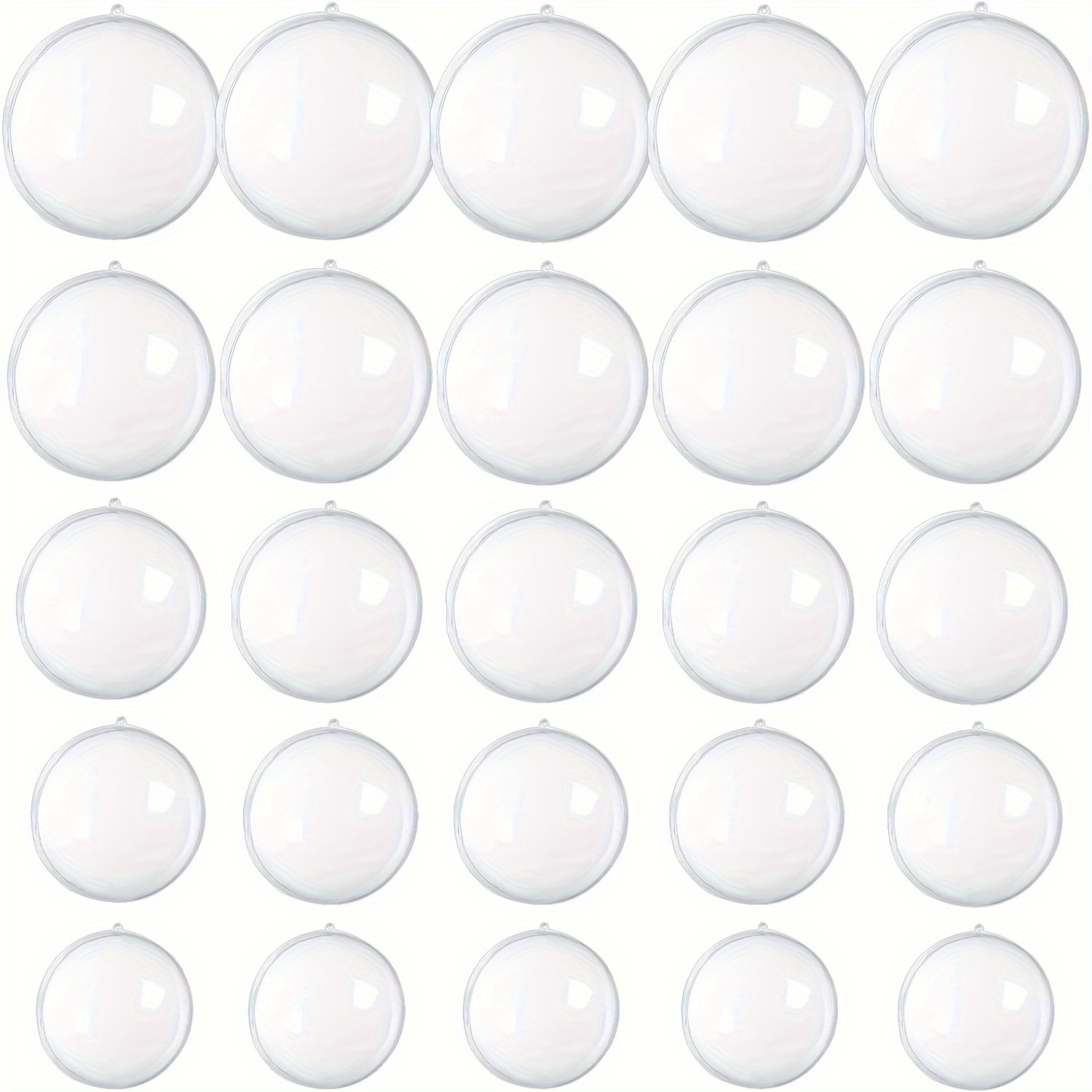 

25pcs Assorted Clear Plastic Fillable Ornaments For Diy Crafts, Christmas & Decorations