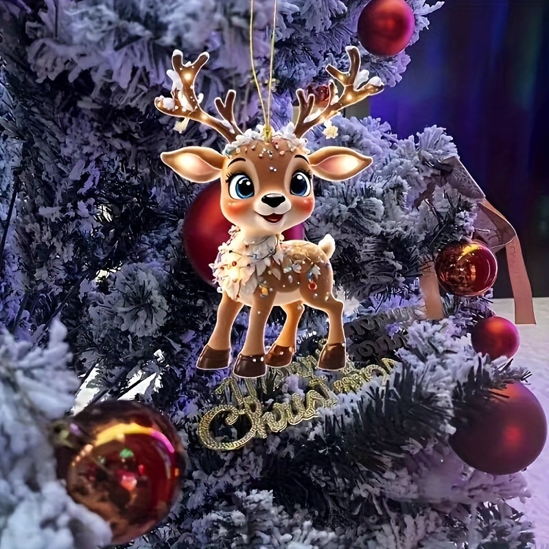 

1pc/2pcs (2d) Acrylic Reindeer With Christmas Decoration -2d Graphic Car And Tree Decoration, Making It An Ideal Gift For Halloween, Christmas, Valentine's Day, And Other Holidays