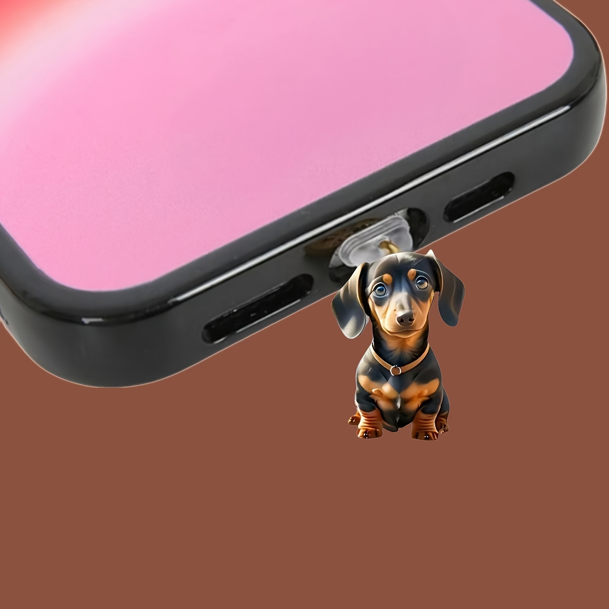 

1pc Beautiful Dachshund Acrylic Mobile Phone Dust Plug, For Iphone/type-c For Android Connector, Mobile And Maintenance