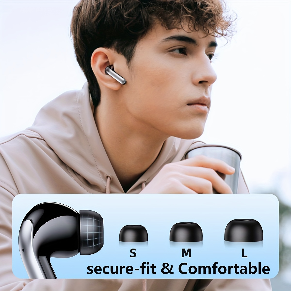 Fone de ouvido sem fio, fones de ouvido sem fio 5.3, buzina de 13 mm, longa duração de reprodução, estojo de carregamento rápido tipo C, fones de ouvido intra-auriculares sem fio estéreo para iPhone e_voghion.com