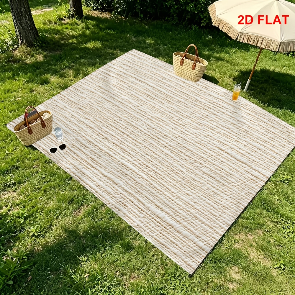 TEMU Solid Linen Texture Boho Picnic Blanket, 2d Flat Printing Polyester Fabric With , Durable, Reusable, Odorless, Outdoor Picnics In Parks, Lawn ,