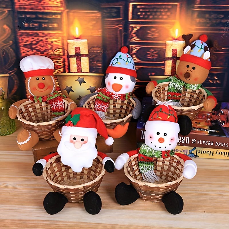 

Gingerbread For Man Reindeer Candy Bowl Basket - Decor & Treat Holder For Christmas Parties