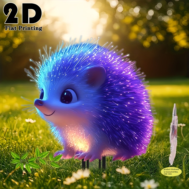 E-shop 2D Flach, . Igel Gartenstecker - UV-Aktivierte Neonfarben, Keine Elektrizität Benötigt, Leichte Outdoor/Indoor Deko für Halloween, Weihnachten,