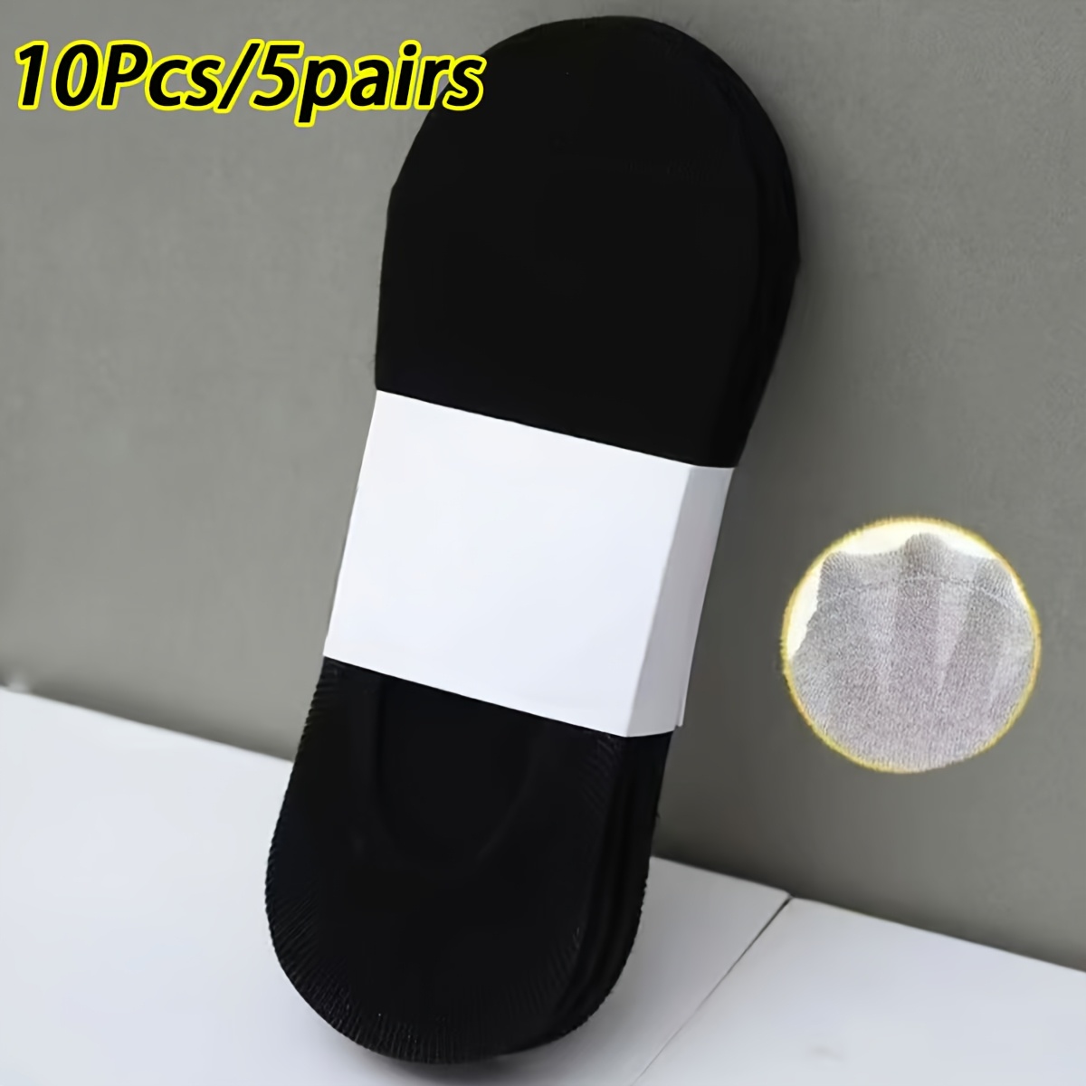 TEMU 10 pz/5 di calzini invisibili a , unisex antiscivolo e resistenti all'usura, calzini casual traspiranti e assorbisudore, calzini alla caviglia e