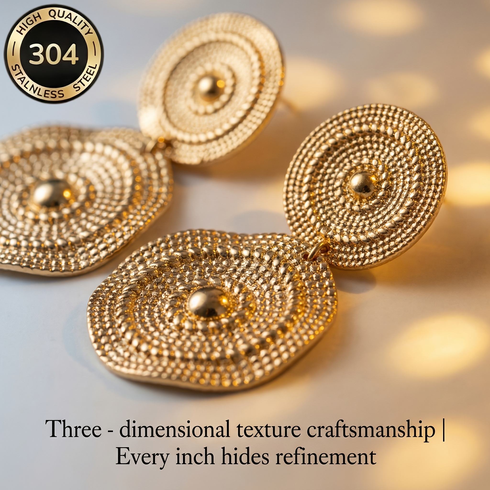 TEMU Valesun304stainless 304 304 304 304 Stainless Steel Hypoallergenic Earring - Versatile & Perfect Gift For Her Wedding, Birthday