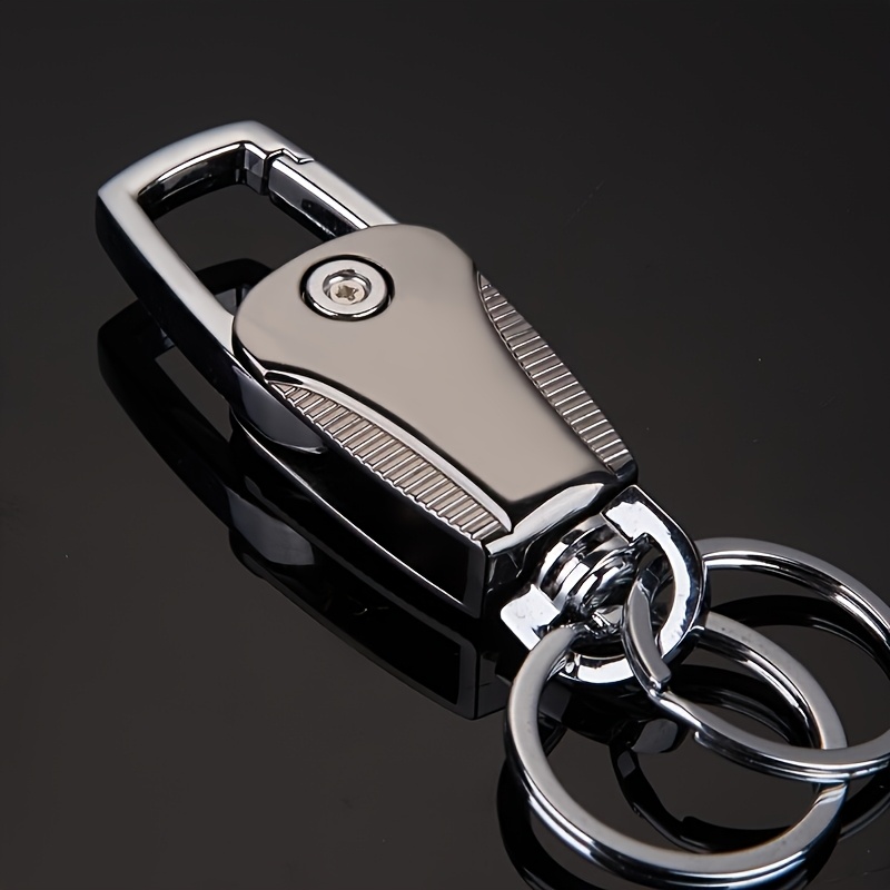 A Customizable Stainless Steel Snap Hook Keychain with Engraved Logo, Featuring Polyester Fiber, a Durable Unisex Key Ring with a Foldable Design, a Waist-hanging Car Key Holder Accessory with Self-Defined Text