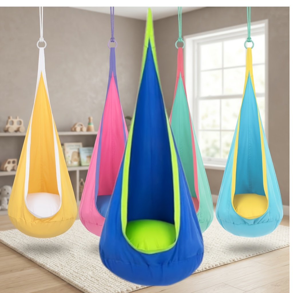 heavy duty hanging hammock chair with inflatable pillow pocket 176 lbs capacity 4 color options green yellow pink indoor outdoor portable hanging hammock swing chair hanging basket chair hanging bed chair