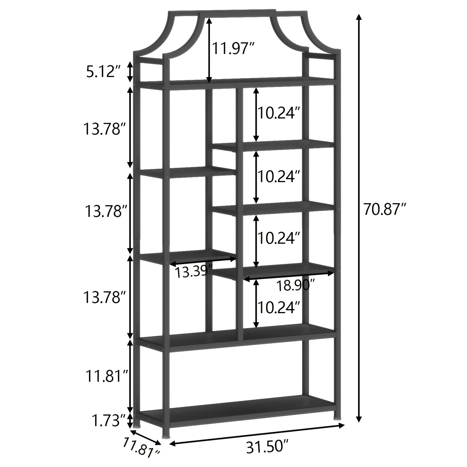 8-Tier Entryway Ladder Shelf - Tall Storage & Display Rack With White Shelves - Golden & Black Options - Perfect For Hallway, Living Room, Bedroom