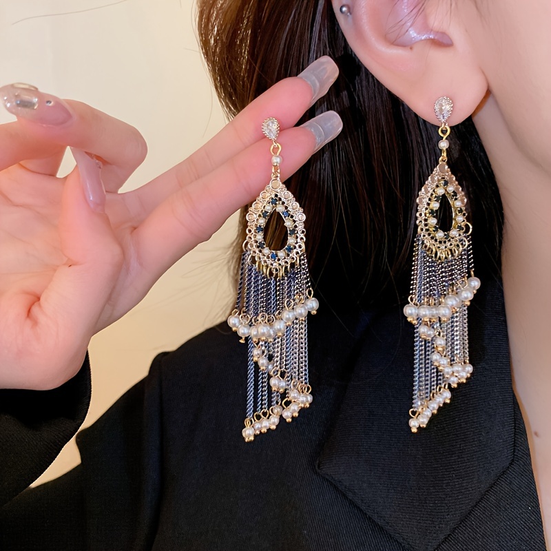 Women's Earrings,Vintage Drop Earring Boho Indian Shiny Zircon