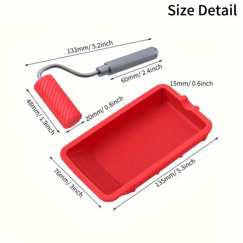 1pc Mini Paint Roller Kit With Tray - Metal Handle, Easy Clean, No Electricity Needed, For Stain Application And House Painting