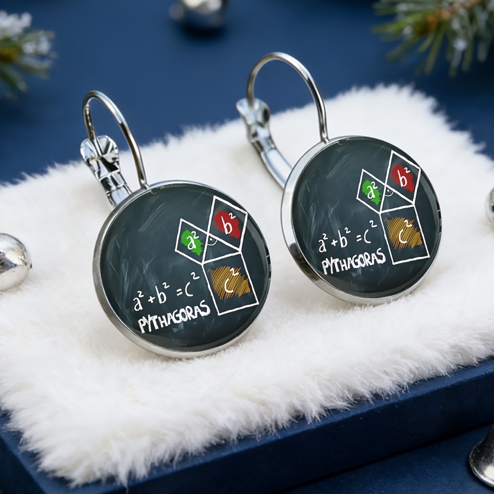 TEMU Pythagorean Earrings, Alloy Material With Glass Inlay, A Fashionable Gift For Women, Exquisite Earrings Suitable For Daily Wear