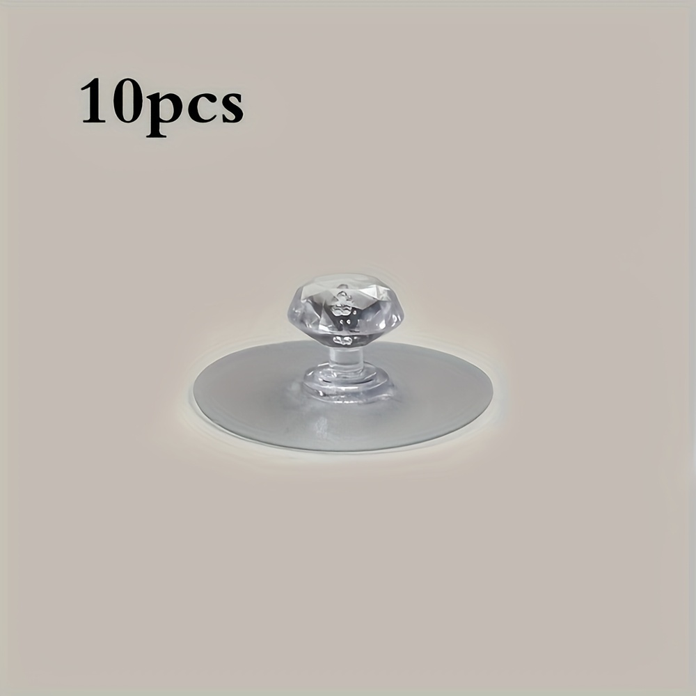 10pcs Round Self-adhesive Push Pull Handles - No Drilling Needed For Cabinets, Drawers, Wardrobes & Glass Doors, Durable Plastic With Crystal Ball Design, For Home Organization