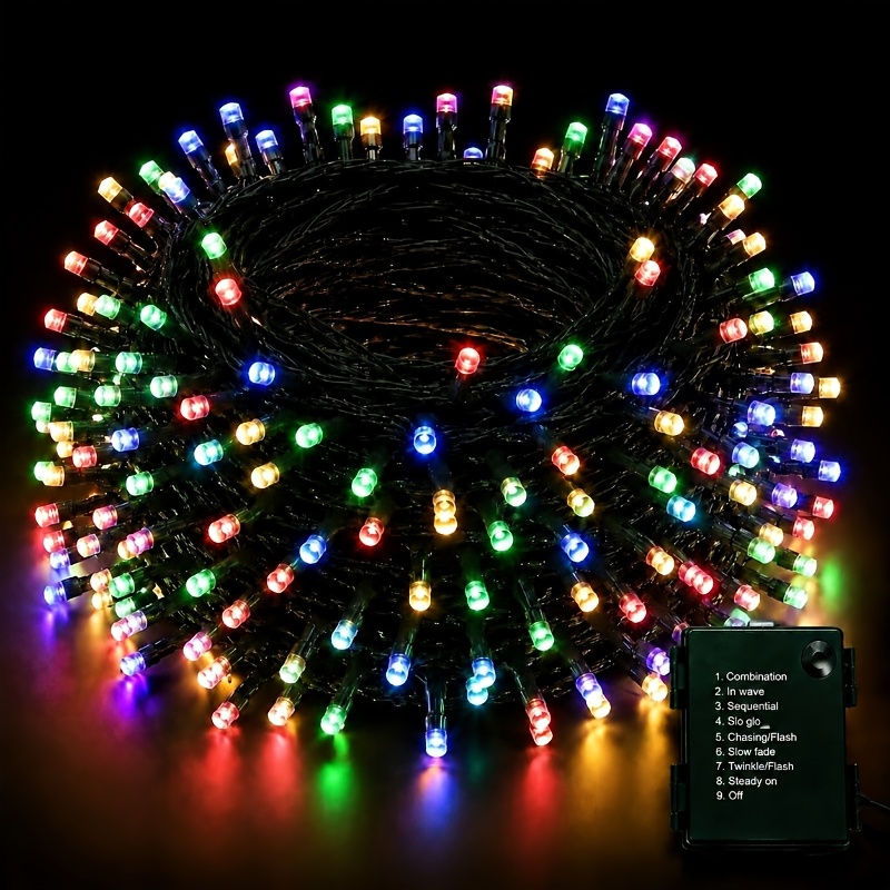 TEMU Guirlande Lumineuse de 50/100/200 LED par , Disponible en Couleurs Chaude et Blanche, Alimentée par Piles, avec 9 d'Éclairage. Convient pour de