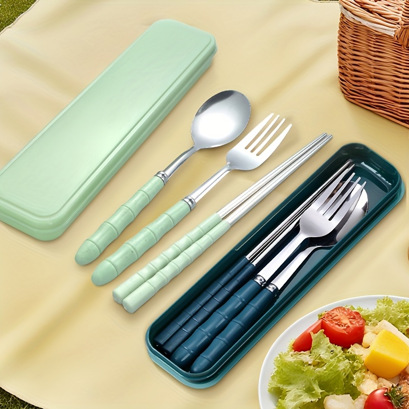 Camping-Besteck-Set Faltbar – Löffel, Gabel, Stäbchen In Etui, Ideal Für Unterwegs