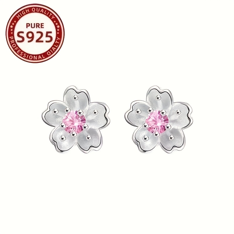 925 Silver Flower Earrings, Minimalist Design