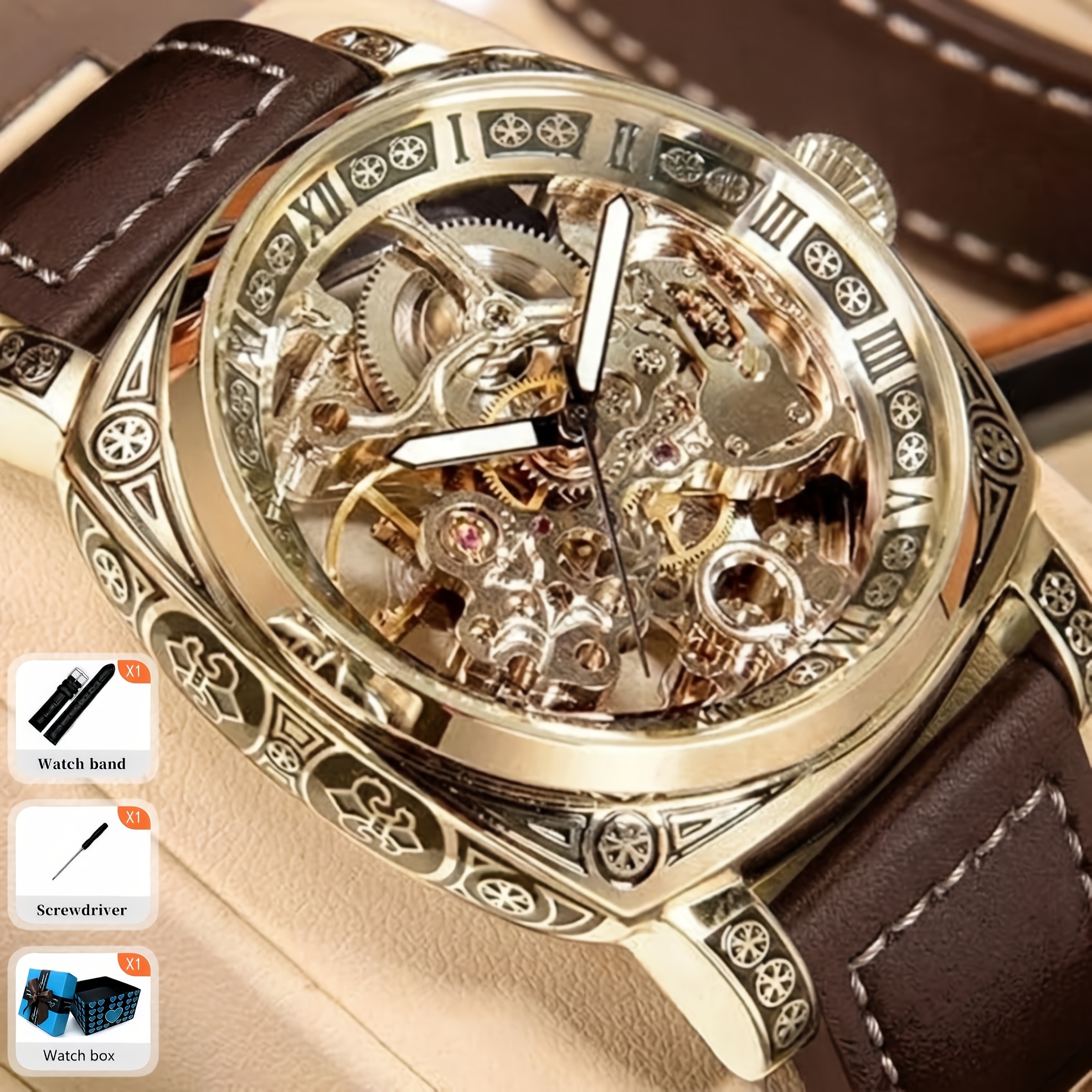 Men's Casual Style Strap Full-Automatic Tourbillon Watch
