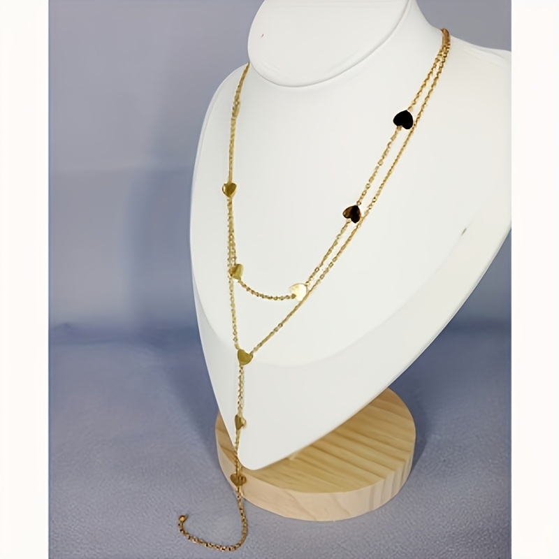 Elegant 304 Stainless Steel Double-Layer Golden Women's Necklace