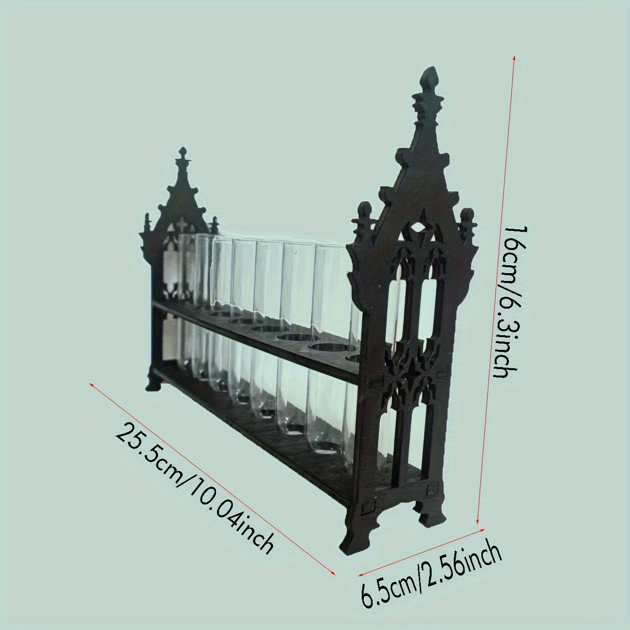 Image of Tube Flower Stand, Gothic Test Tube Stand, With 8 Glass Test Tubes, Micro Vase Stand