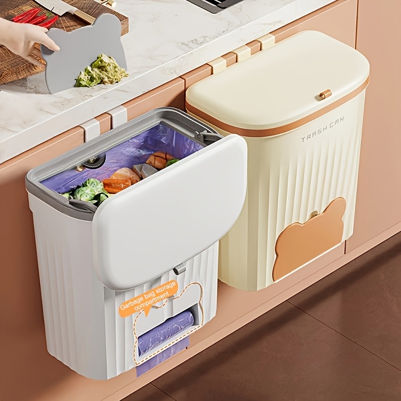 Poubelle de Cuisine Murale 12L avec Couvercle, Bac à Déchets pour Salle de  Bain ou Placard sous Évier, Poubelle Compost