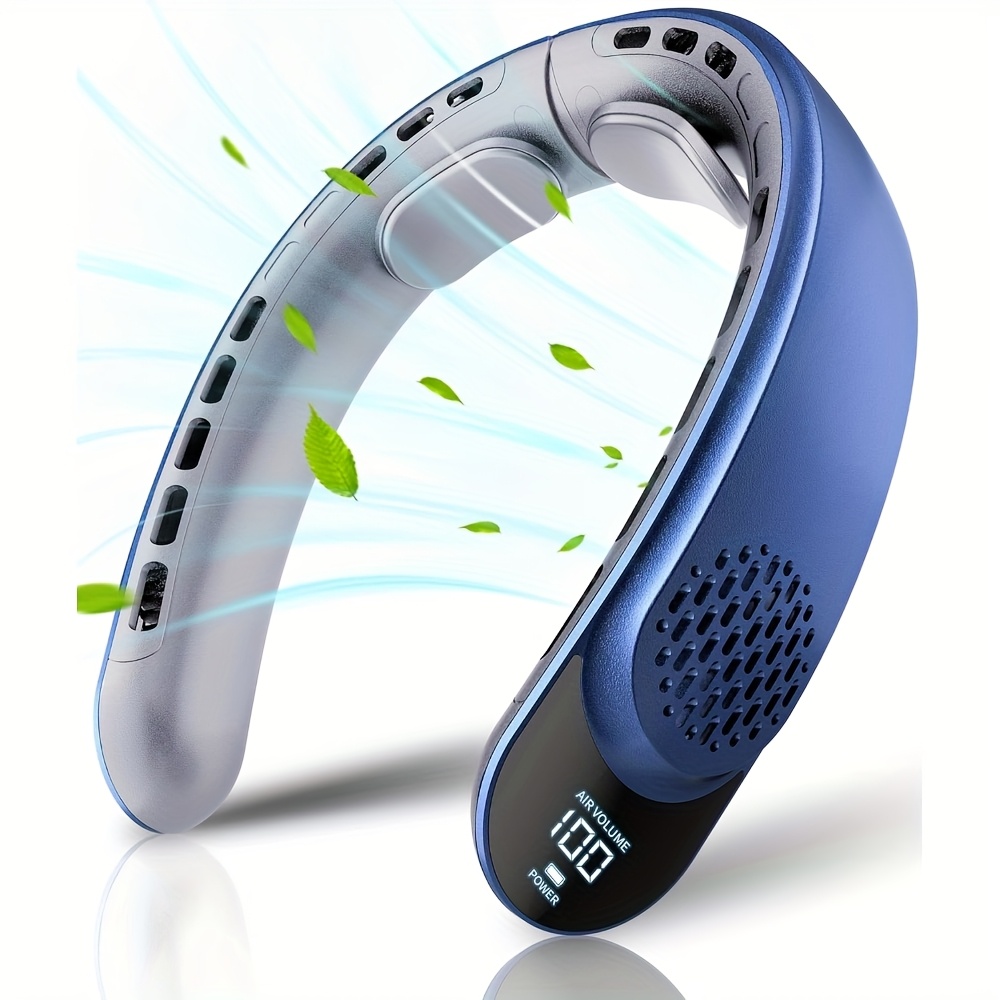 Neck Fan Without Blades, Featuring 4 Turbo Settings, a 4000 Mah Battery, USB Rechargeable, Personal Use, with 3 Speed Options, 360° Airflow, LED Display, Suitable for Home, Office, Travel, And As Gifts