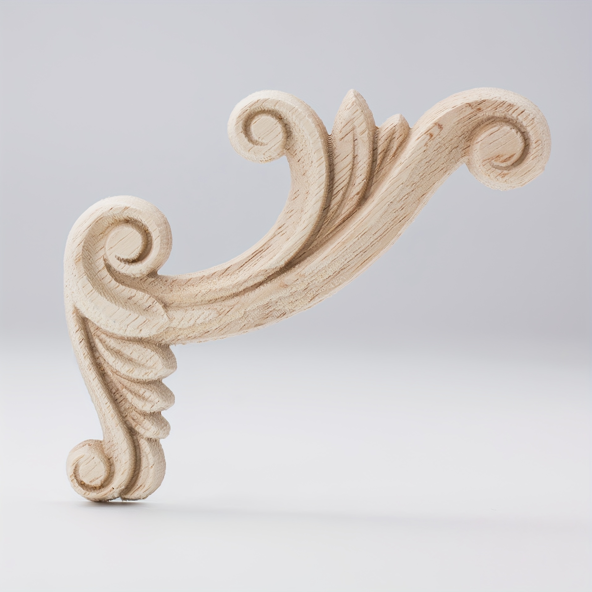Image of 4pcs Hand-carved Wooden Corner Flowers - Intricate Scrollwork Unfinished Natural Wood Carvings For Diy Furniture, Cabinet, Mantel, Roman Column & Stair Rail Decor